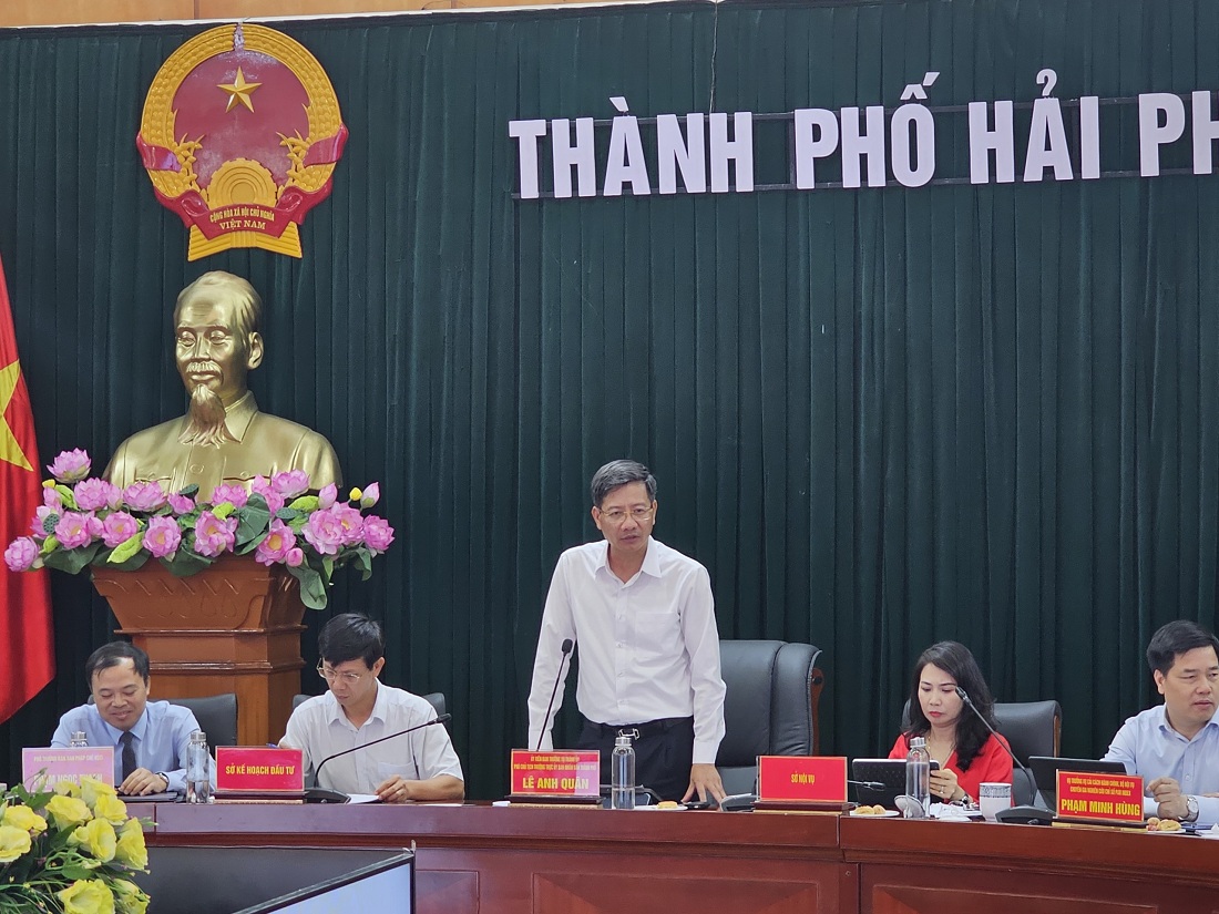 Ông Lê Anh Quân, Phó Chủ tịch Thường trực UBND TP.Hải Phòng phát biểu tại Hội nghị