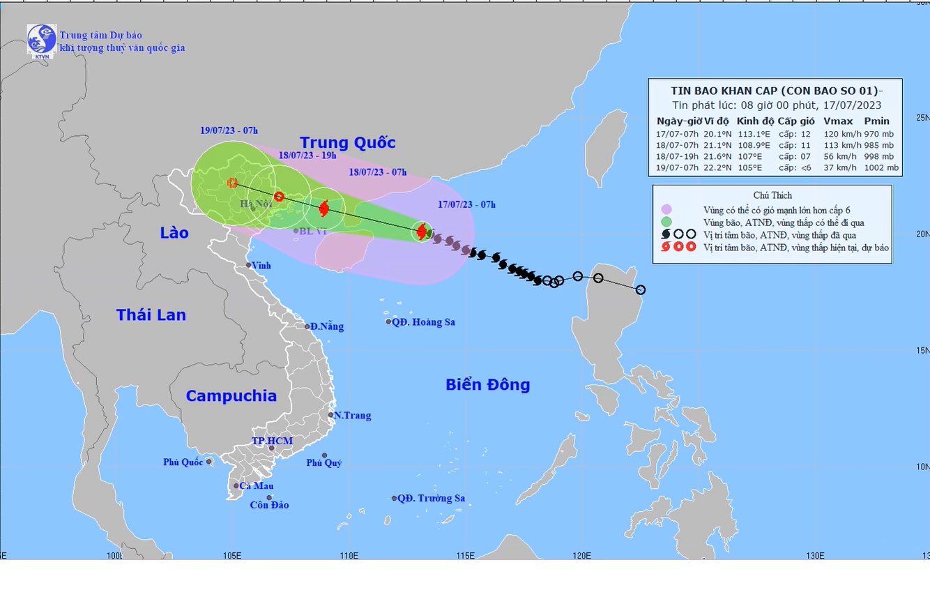 Hướng đi của bão số 1 (Talim)
