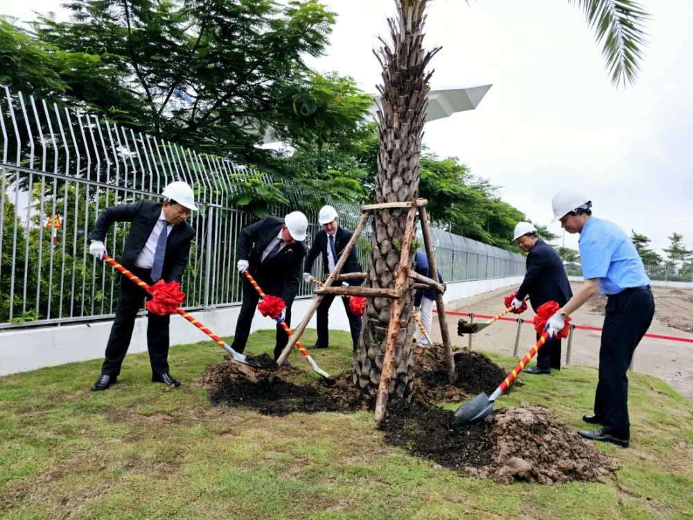 Gốc cây đầu tiên được trồng tại Khu phức hợp dịch vụ giai đoạn 2