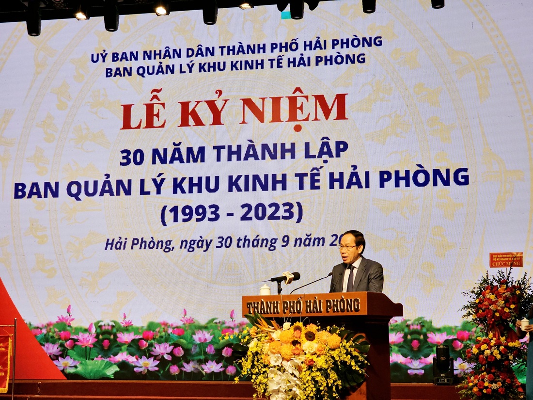 Ông Lê Tiến Châu, Bí thư Thành ủy Hải Phòng phát biểu. Ảnh: Thanh Sơn