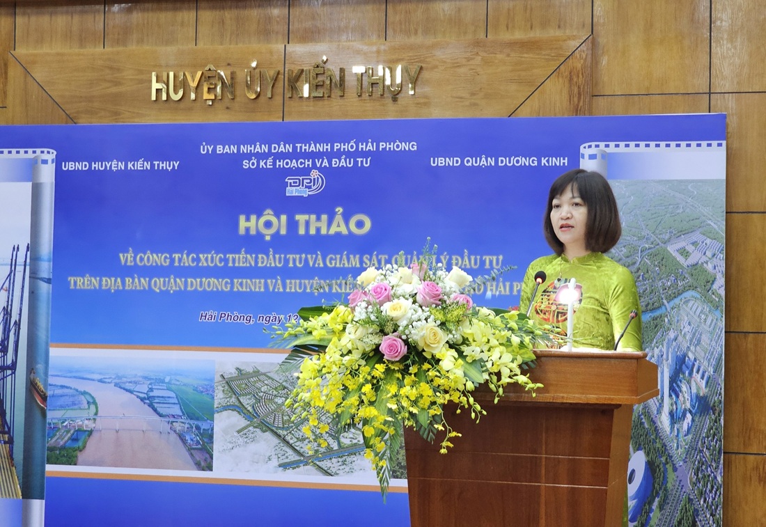 Bà Trần Thị Hải Yến, Phó giám đốc Sở Kế hoạch và Đầu tư Hải Phòng phát biểu khai mạc hội thảo