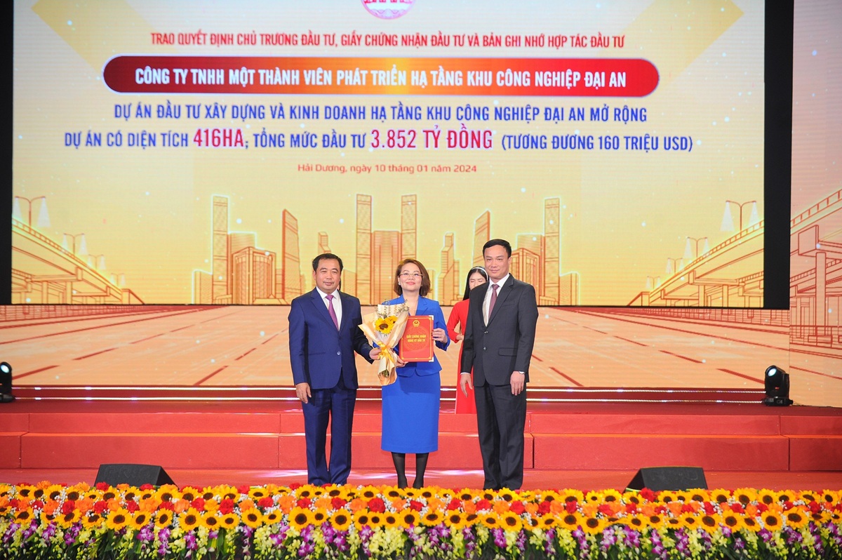 Dự án đầu tư xây dựng và kinh doanh hạ tầng khu công nghiệp Đại An mở rộng, diện tích 416 ha, tổng mức đầu tư 160 triệu USD do Công ty TNHH MTV Phát triển hạ tầng Khu công nghiệp Đại An làm chủ đầu tư