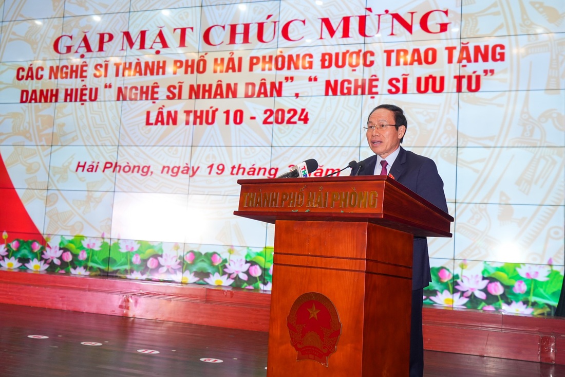 Ông Lê Tiến Châu, Bí thư Thành ủy Hải Phòng phát biểu tại Hội nghị