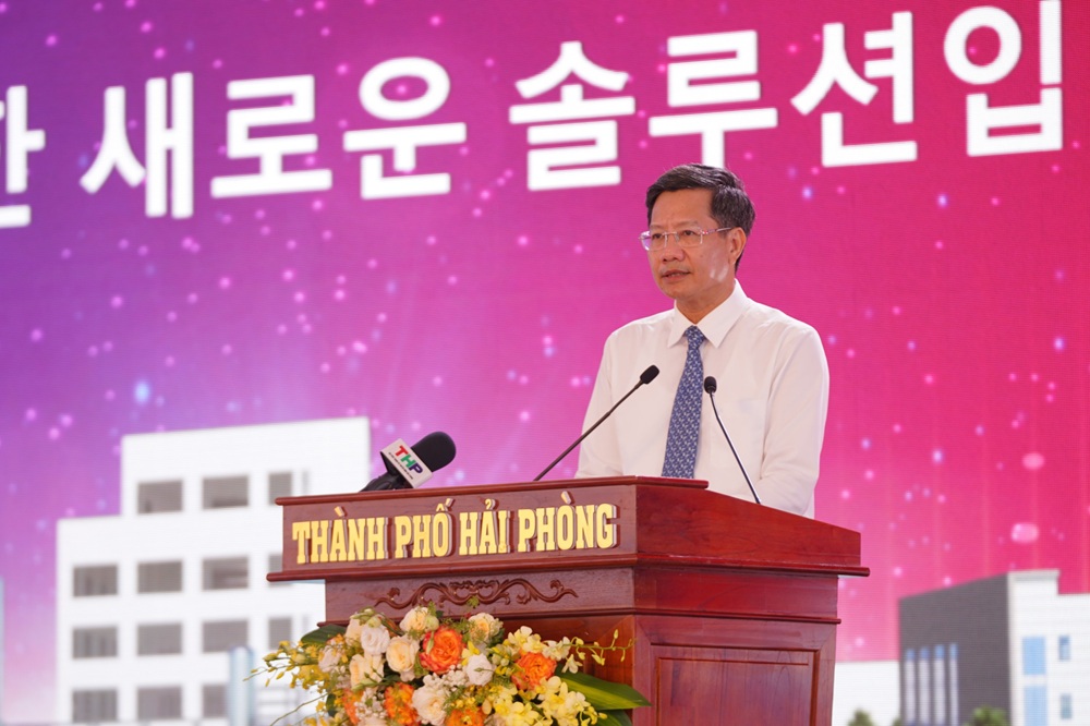 Ông Lê Anh Quân, Phó chủ tịch Thường trực UBND TP. Hải Phòng phát biểu tại lễ khởi công