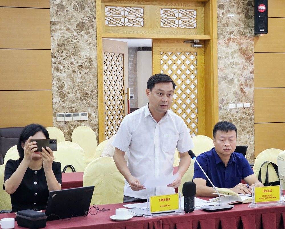Ông Hoàng Phi Trường, Phó chủ tịch UBND huyện Hải Hà, Quảng Ninh thông tin về Lễ hội Trà Đường Hoa năm 2024. Ảnh: Thanh Sơn