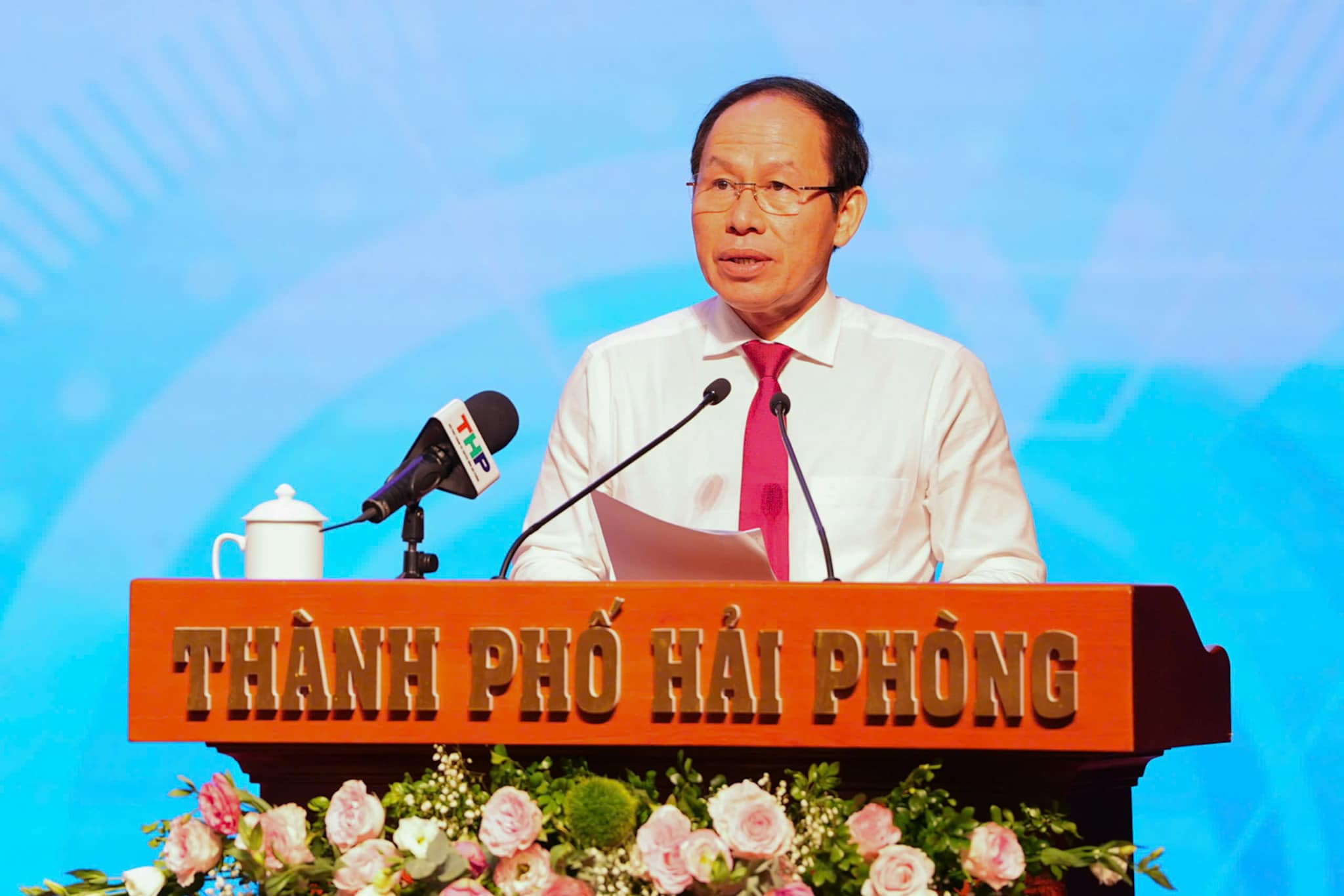 Ông Lê Tiến Châu, Bí thư Thành ủy Hải Phòng cam kết sẽ luôn đồng hành và giành sự quan tâm đặc biệt, sự hỗ trợ thực chất, hiệu quả để tiếp tục thúc đẩy sự phát triển của khối doanh nghiệp FDI. Ảnh: Thanh Sơn