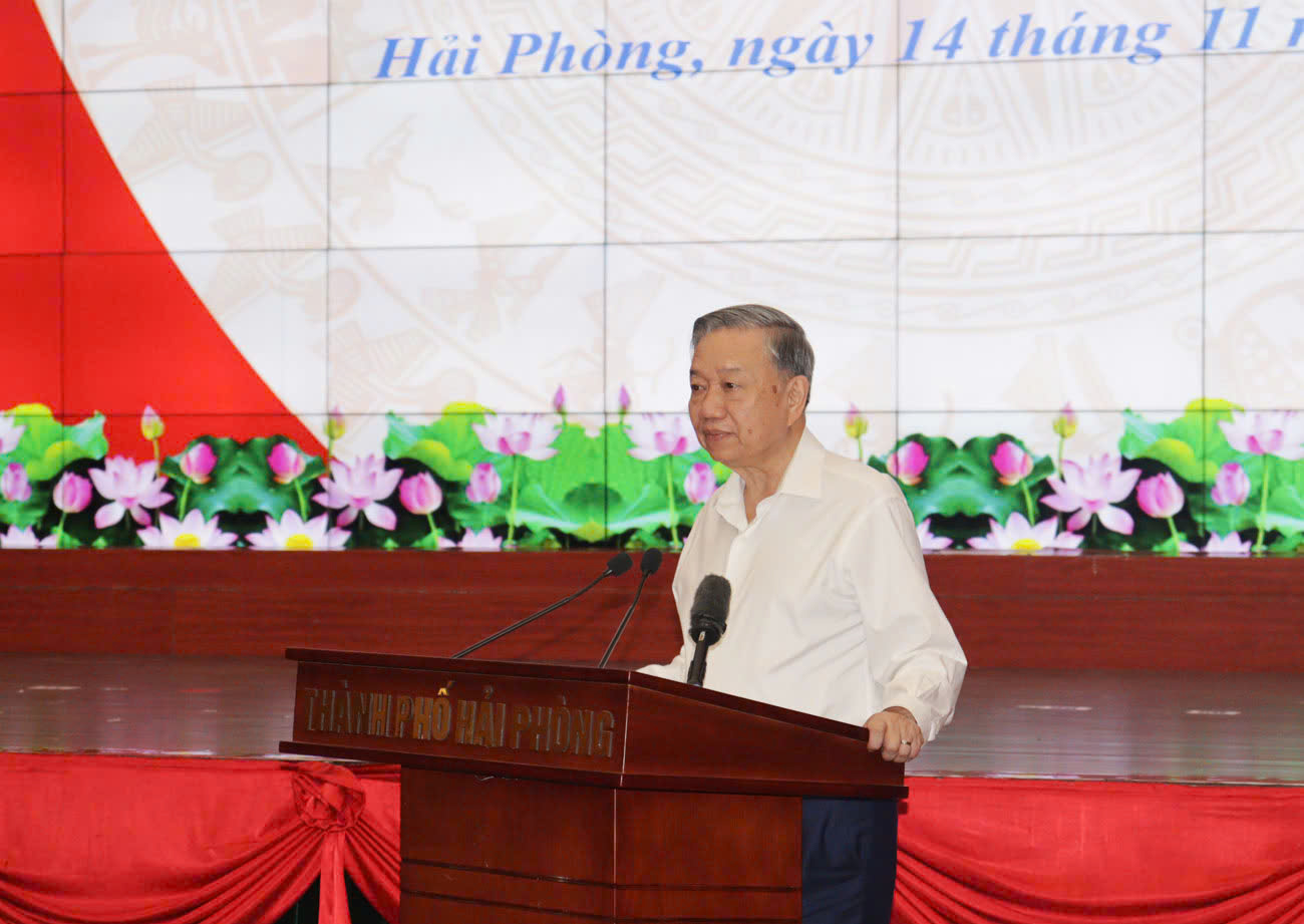 Tổng Bí thư Tô Lâm phát biểu tại buổi làm việc