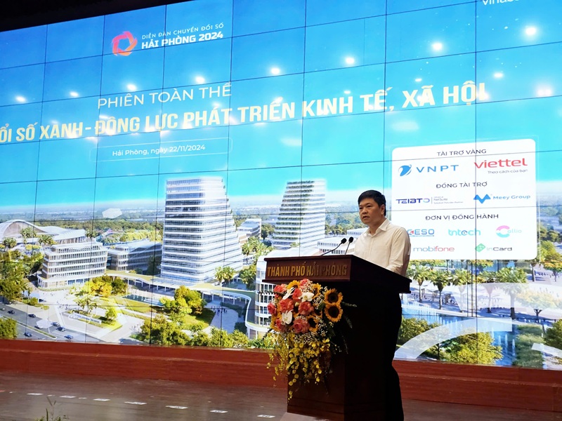 Ông Hoàng Minh Cường, Phó chủ tịch UBND thành phố Hải Phòng phát biểu tại Diễn đàn