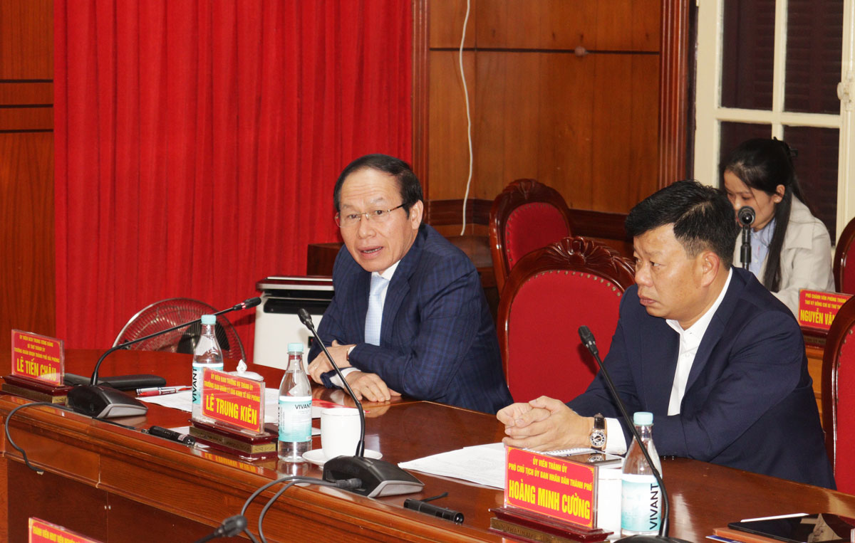 Ông Lê Tiến Châu, Bí thư Thành ủy Hải Phòng phát biểu tại cuộc làm việc