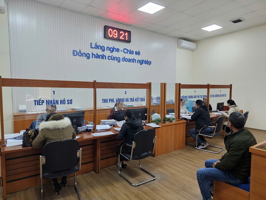 Cán bộ Sở Kế hoạch và Đầu tư Hải Phòng hỗ trợ doanh nghiệp đến làm thủ tục hành chính tại bộ phận một cửa