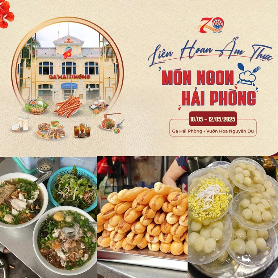 Liên ẩm thực món ngon Hải Phòng năm 2025 diễn ra từ sáng 10/5 đến 12/5 tại Ga Hải Phòng và vườn hoa Nguyễn Du