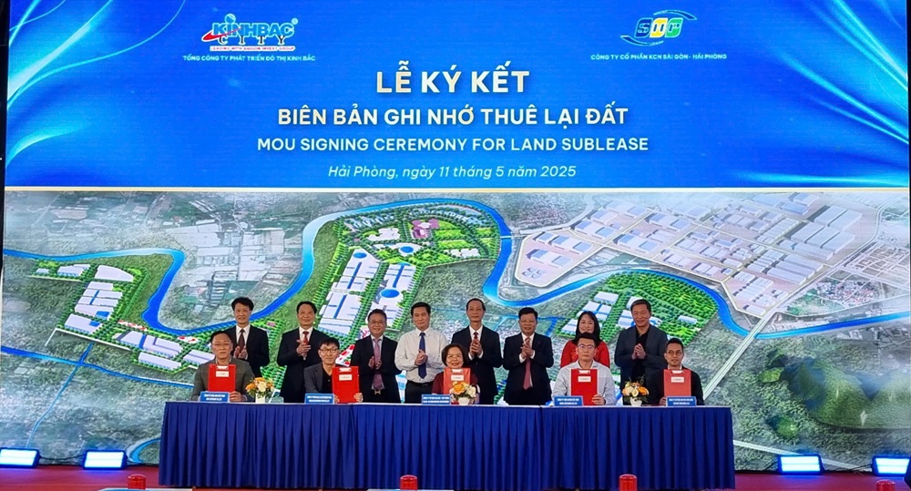 Lễ ký kết biên bản ghi nhớ thuê lại đất giữa các nhà đầu tư thứ cấp với chủ đầu tư KCN Tràng Duệ 3