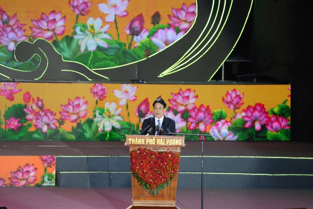 Chú tịch nước Lương Cường phát biểu<span class=