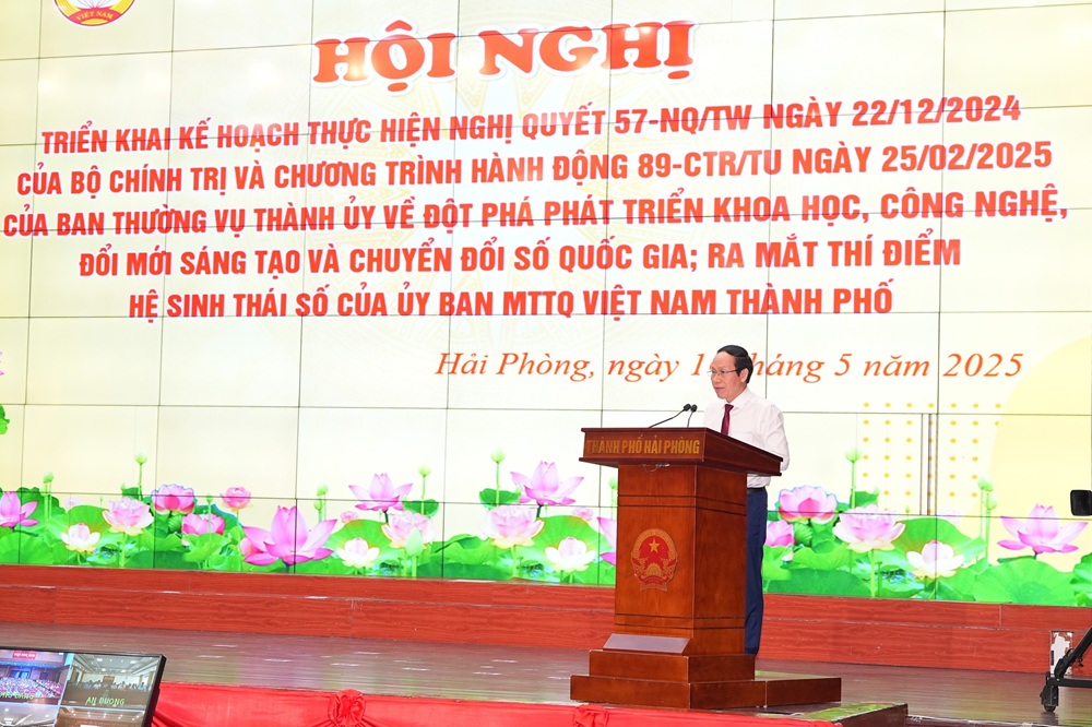 Ông Lê Tiến Châu, Bí thư Thành ủy Hải Phòng phát biểu chỉ đạo tại hội nghị