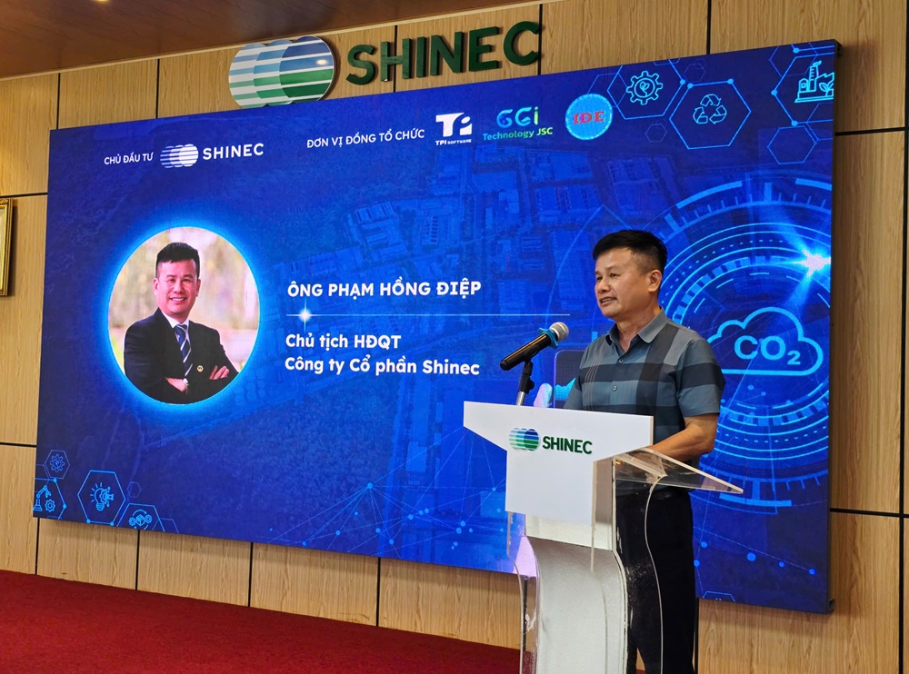 Ông Phạm Hồng Điệp, Chủ tịch HĐQT Công ty cổ phần Shinec phát biểu tại lễ công bố