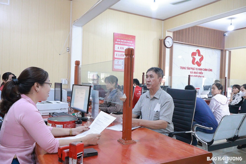 Trung tâm Phục vụ hành chính công xã Mao Điền, TP Hải Phòng mới (cũ là huyện Cẩm Giàng, tỉnh Hải Dương) đã phục vụ nhiều người dân, doanh nghiệp làm thủ tục