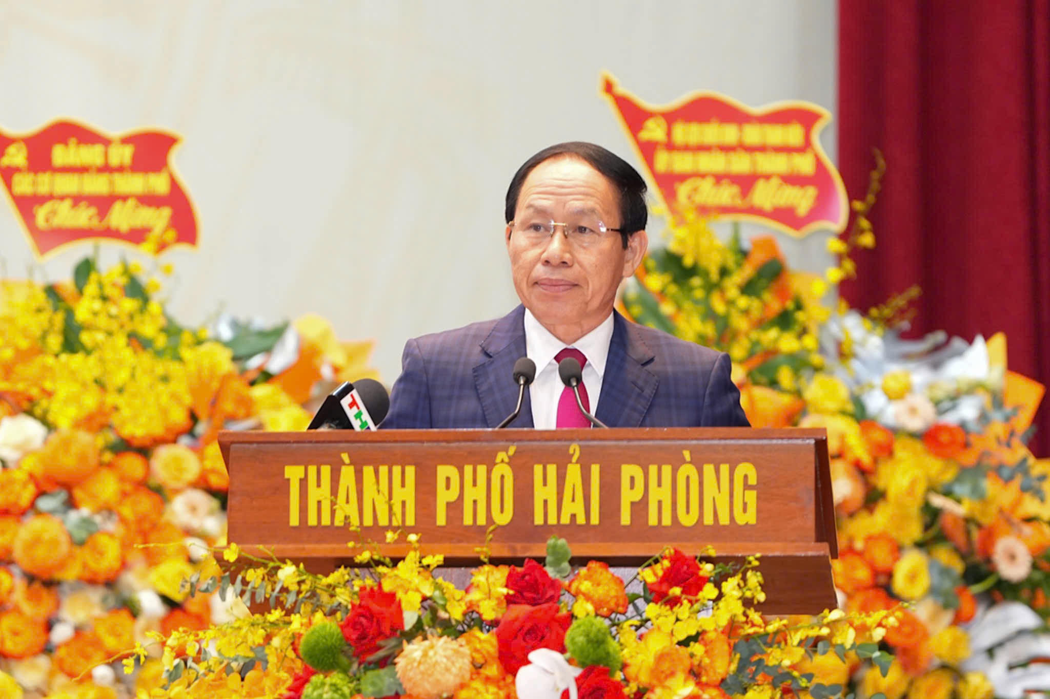 Ông Lê Tiến Châu, Bí thư Thành uỷ Hải Phòng phát biểu chỉ đạo tại Đại hội