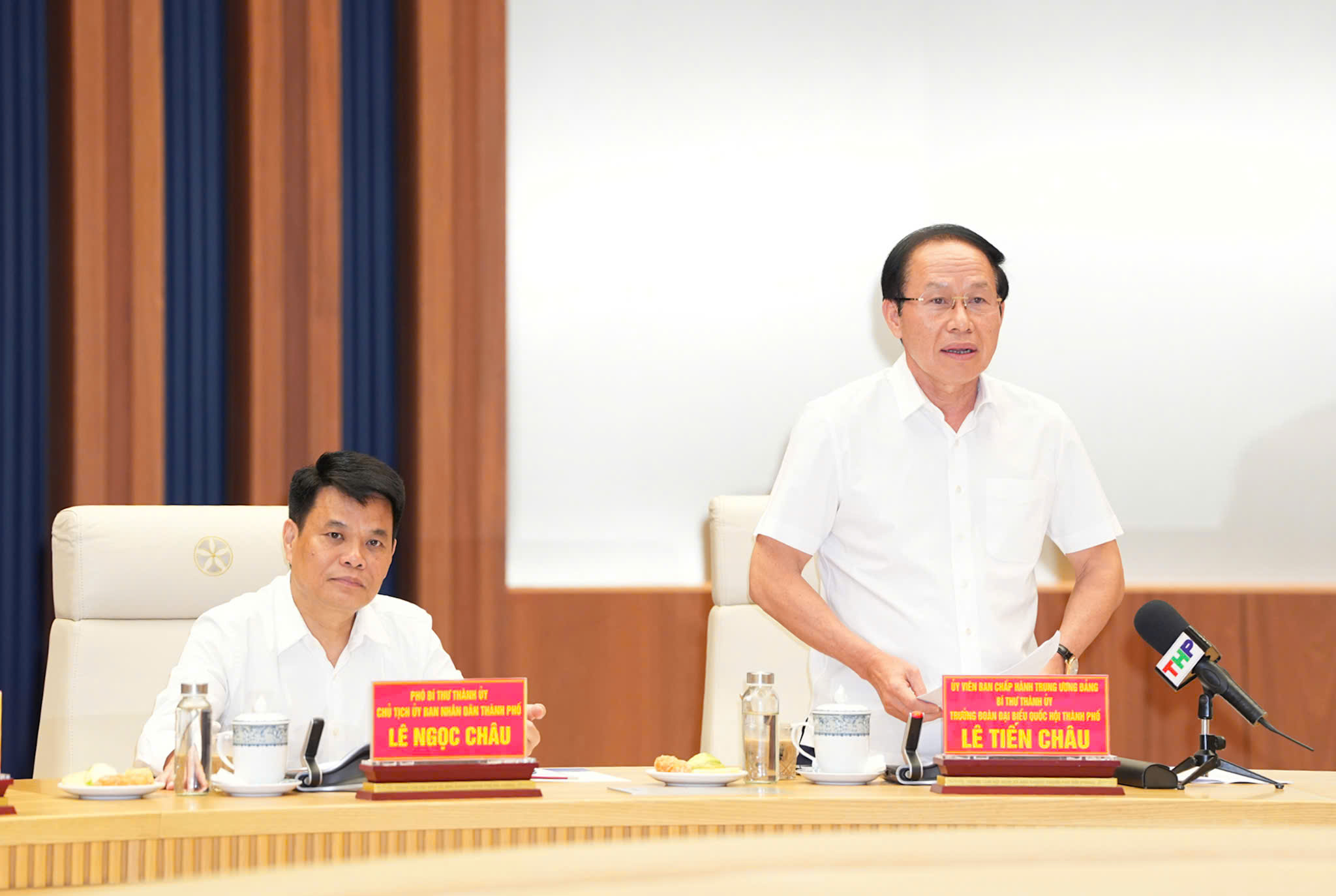 Ông Lê Tiến Châu, Bí thư Thành ủy Hải Phòng phát biểu tại buổi làm việc