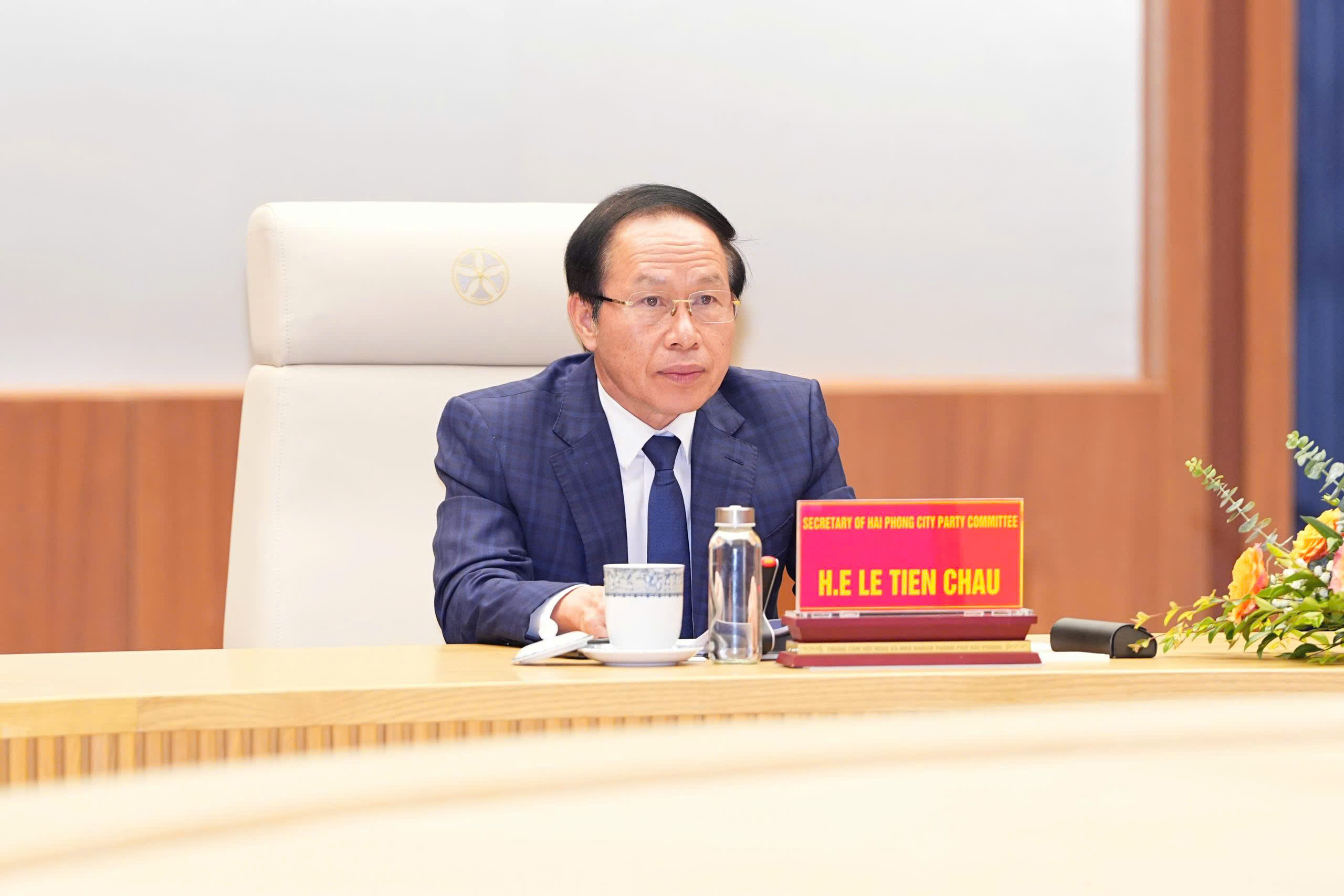 Ông Lê Tiến Châu, Bí thư Thành ủy Hải Phòng phát biểu tại Hội nghị