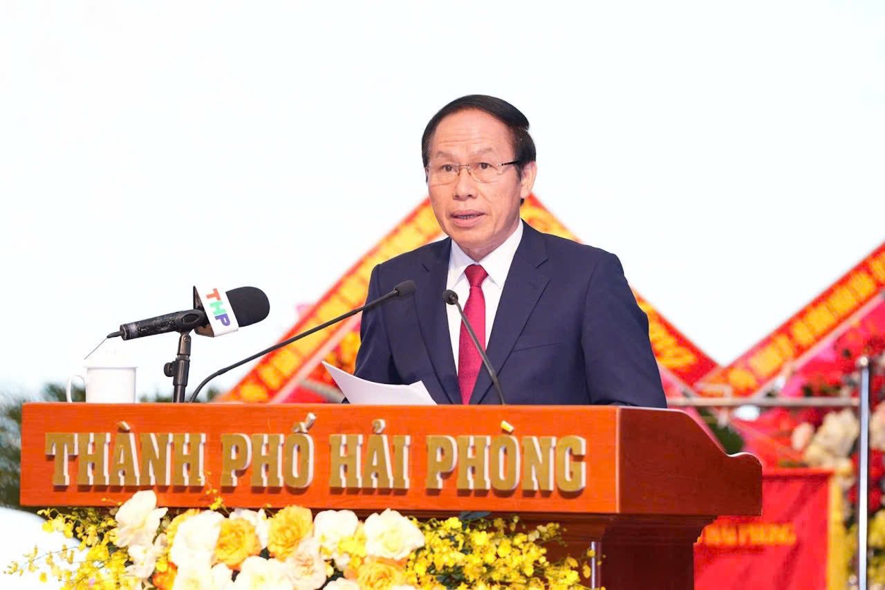 Ông Lê Tiến Châu, Bí thư Thành uỷ Hải Phòng phát biểu tại đại hội