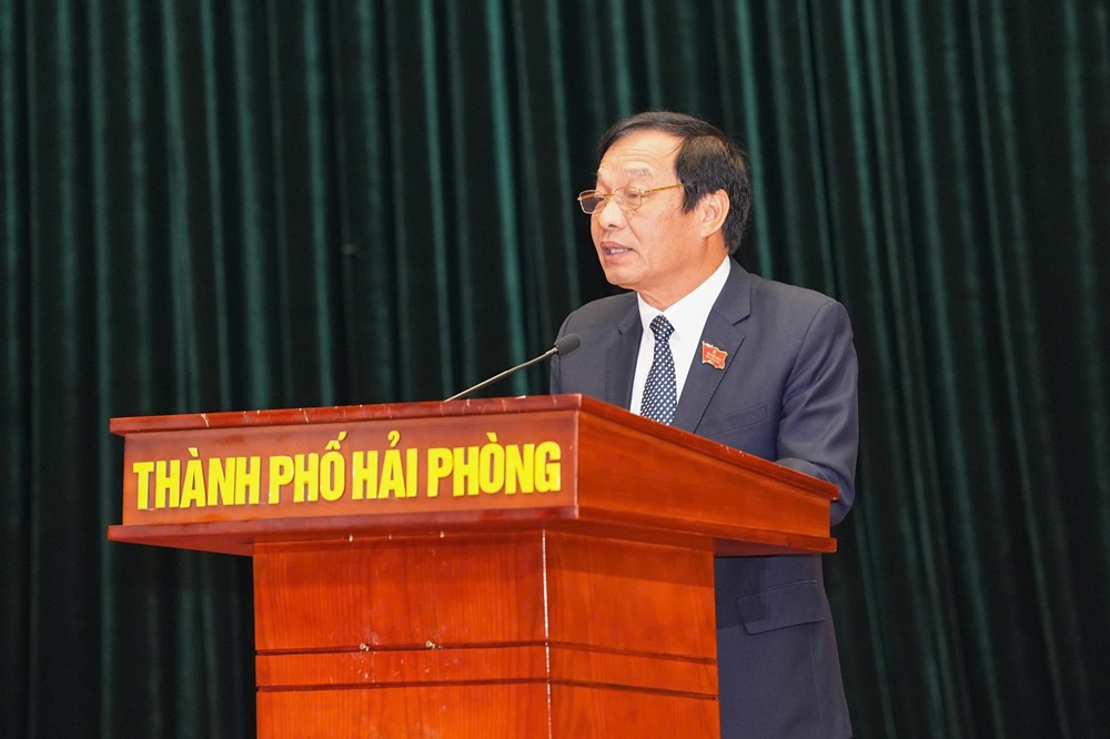 &Ocirc;ng L&ecirc; Văn Hiệu, Chủ tịch HĐND TP. Hải Ph&ograve;ng ph&aacute;t biểu bế mạc Kỳ họp thứ 33