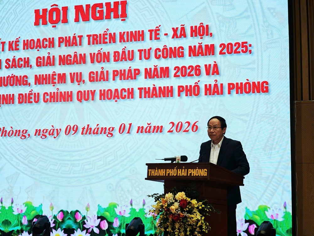 Ông Lê Tiến Châu, Bí thư Thành ủy Hải Phòng phát biểu chỉ đạo tại Hội nghị