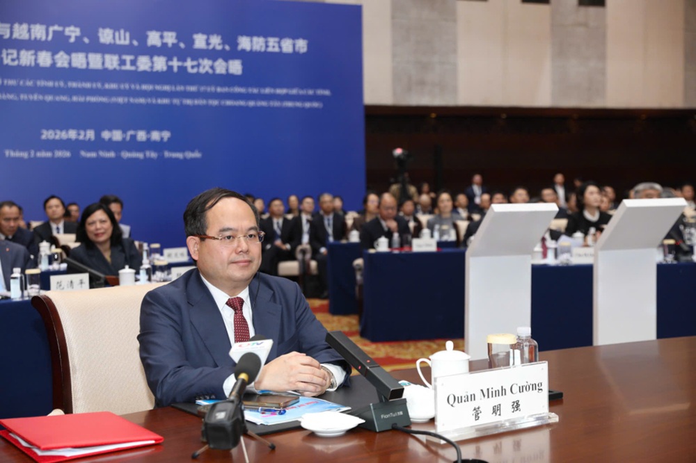 &Ocirc;ng Quản Minh Cường, B&iacute; thư Tỉnh ủy Quảng Ninh ph&aacute;t biểu tại Chương tr&igrave;nh Gặp gỡ đầu Xu&acirc;n 2026. Ảnh: Đỗ Phương