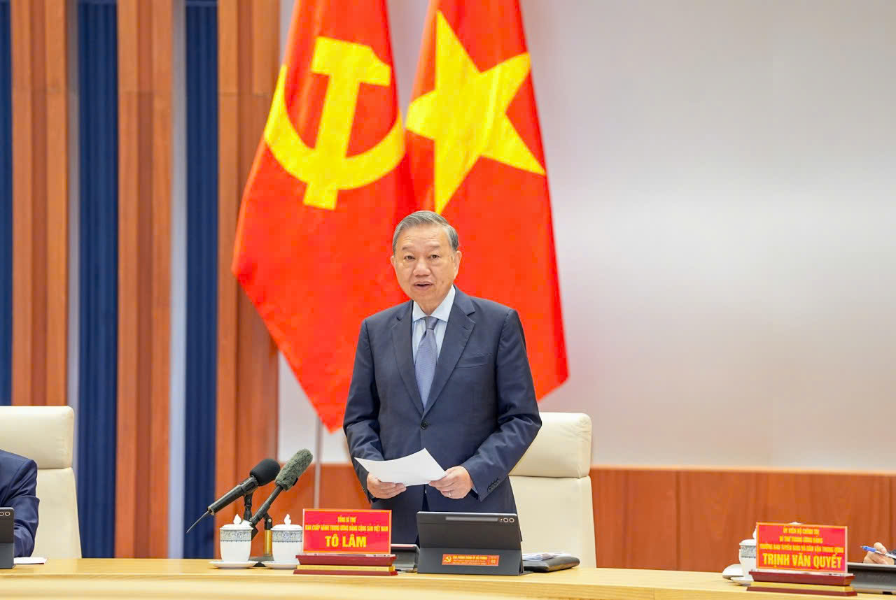 Tổng Bí thư Tô Lâm phát biểu tại buổi làm việc