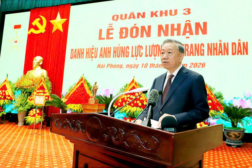 Tổng B&iacute; thư, Chủ tịch nước T&ocirc; L&acirc;m, B&iacute; thư Qu&acirc;n uỷ Trung ương ph&aacute;t biểu chỉ đạo