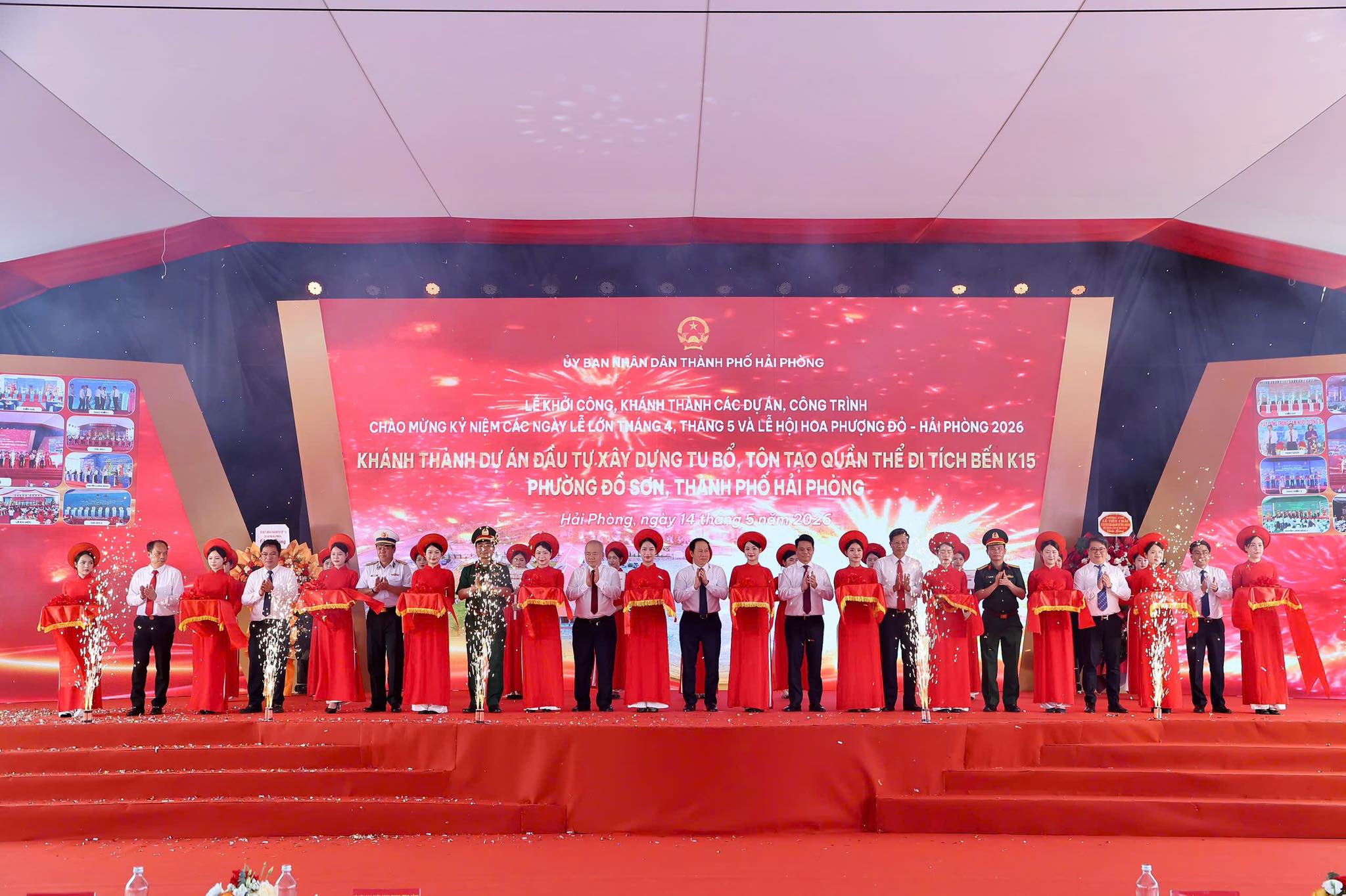 Phó Thủ tướng Chính phủ Lê Tiến Châu cũng lãnh đạo TP. Hải Phòng cắt băng Lễ khánh thành Dự án đầu tư xây dựng, tu bổ, tôn tạo quần thể Di tích Bến K15