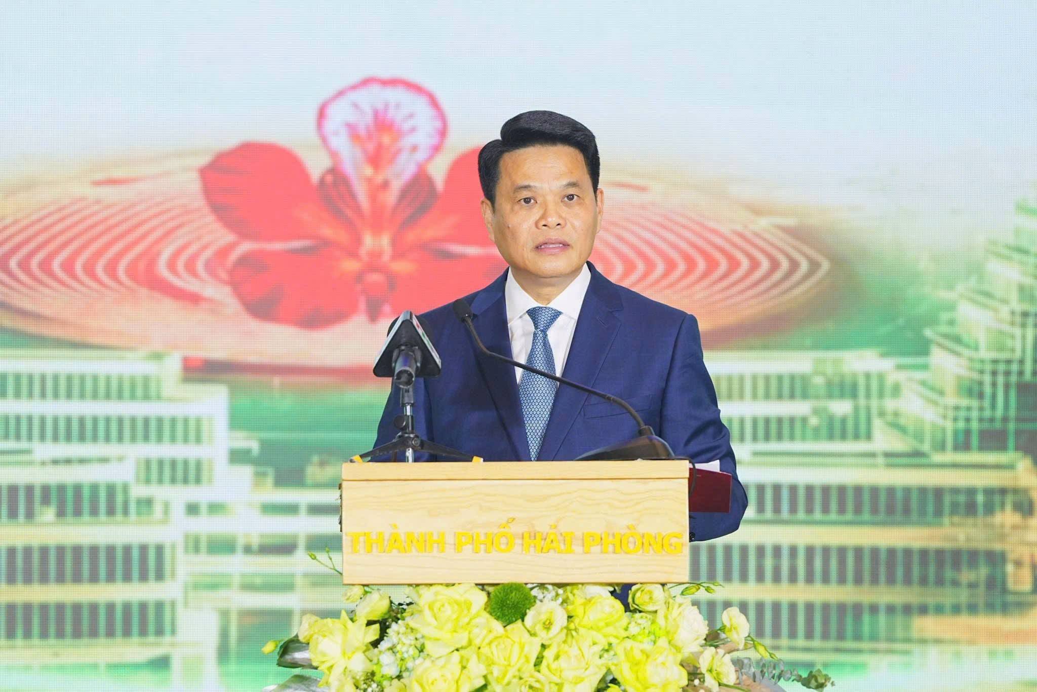 Ông Lê Ngọc Châu, Bí thư Thành ủy Hải Phòng phát biểu khai mạc Hội nghị. Ảnh: Thanh Sơn