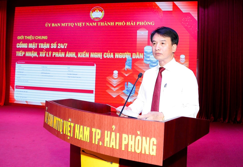 Ông Nguyễn Đức Tuấn, Phó Chủ tịch Thường trực Uỷ ban MTTQ Việt Nam thành phố Hải Phòng giới thiệu về Cổng Mặt trận số 24/7