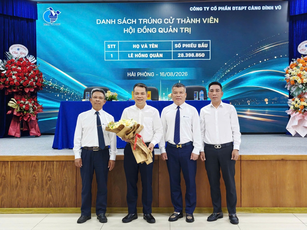 Ra mắt Hội đồng quản trị C&ocirc;ng ty cổ phần Đầu tư v&agrave; Ph&aacute;t triển Cảng Đ&igrave;nh Vũ sau khi được kiện to&agrave;n. Ảnh: Thanh Sơn