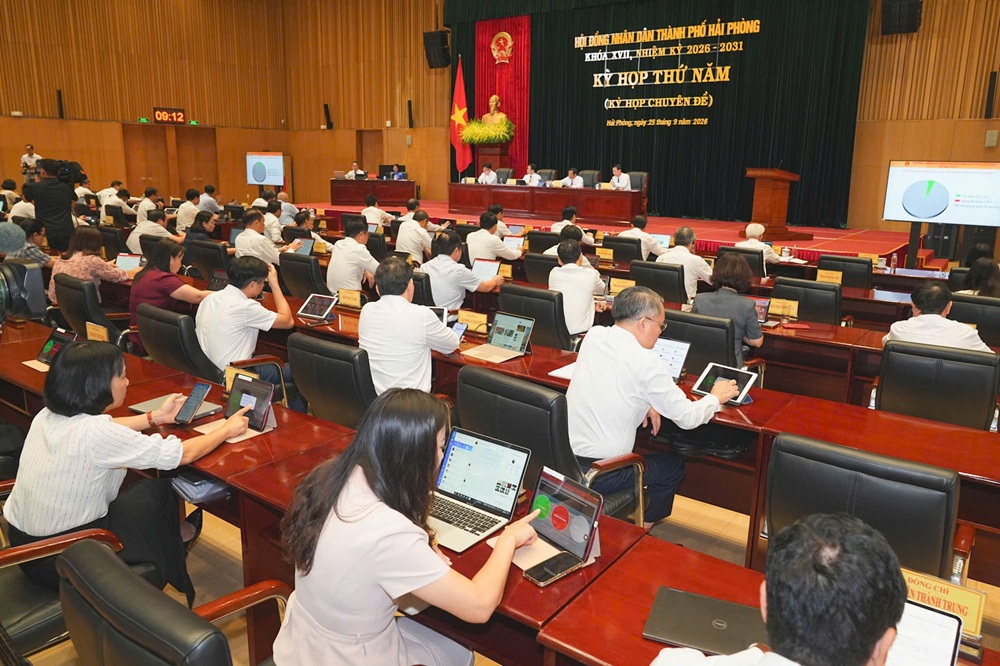Kỳ họp thứ 5 (kỳ họp chuyên đề) HĐND TP. Hải Phòng khóa XVII, nhiệm kỳ 2026 - 2031 thông qua dự thảo 15 Nghị quyết