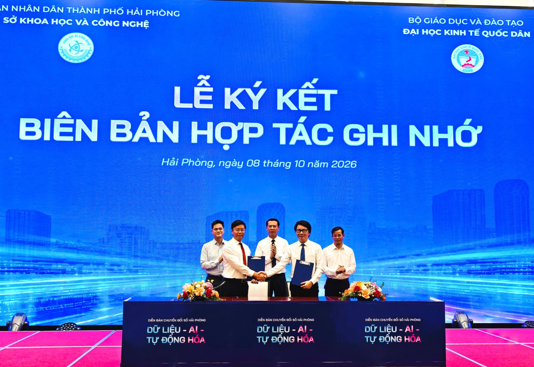 Sở khoa học v&agrave; c&ocirc;ng nghệ Hải Ph&ograve;ng v&agrave; Trường Đại học kinh tế Quốc d&acirc;n k&yacute; kết thỏa thuận hợp t&aacute;c