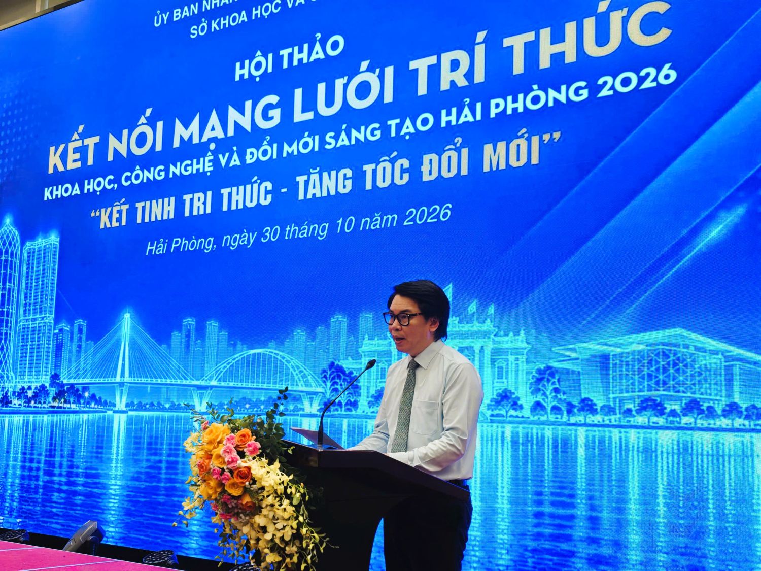 &Ocirc;ng Nguyễn Cao Thắng, Gi&aacute;m đốc Sở khoa học v&agrave; c&ocirc;ng nghệ Hải Ph&ograve;ng ph&aacute;t biểu tại Hội thảo