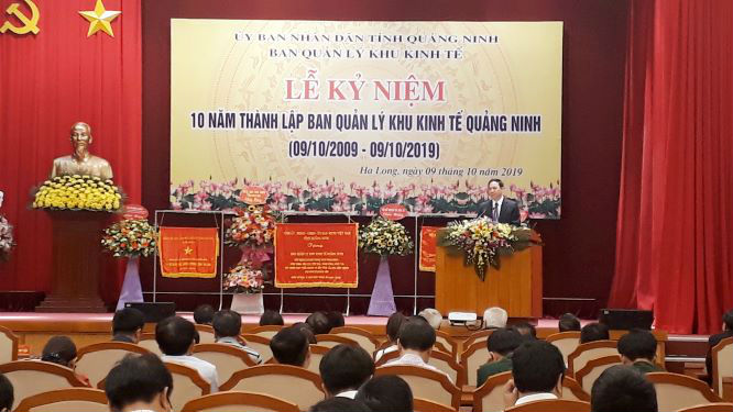 Ông Đặng Huy Hậu, Phó Chủ tịch thường trực UBND tỉnh Quảng Ninh phát biểu tại Lễ kỉ niệm. Ảnh: Thanh Tân.