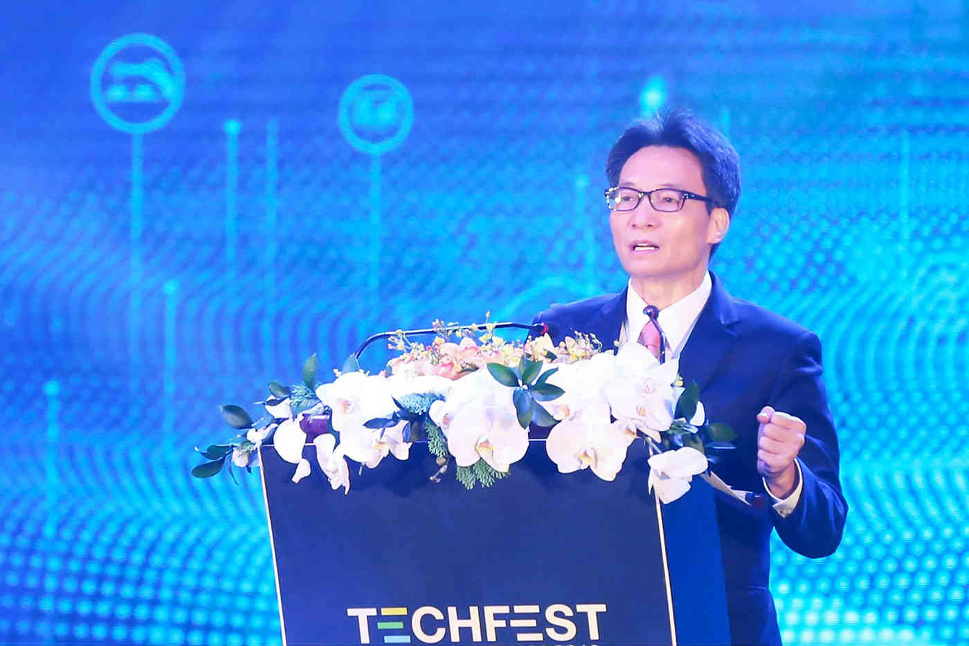 Phó Thủ tướng Chính phủ Vũ Đức Đam phát biểu tại lễ khai mạc  Techfest Việt Nam 2019. Ảnh: Đỗ Phương.