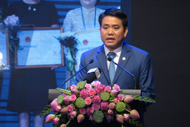Chủ tịch UBND TP. Hà Nội Nguyễn Đức Chung kêu gọi doanh nghiệp đầu tư vào 136 Dự án theo hình thức PPP và xã hội hóa (Ảnh: K.T)