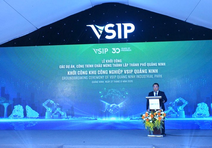 &Ocirc;ng Nguyễn Hồng Đại, Tổng gi&aacute;m đốc C&ocirc;ng ty TNHH VSIP Quảng Ninh cho biết, chủ đầu tư đ&aacute;nh gi&aacute; tiềm năng của Quảng Ninh. Ảnh Tiến Dũng