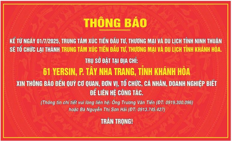 Nội dung thông báo của ITTC Ninh Thuận.