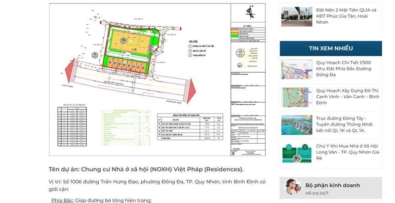 Thông tin giới thiệu Dự án Nhà ở xã hội tại khu đất số 1006 Trần Hưng Đạo trên công ty bất động sản tại Quy Nhơn.
