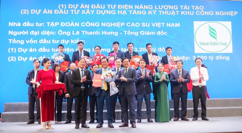Tập đoàn Công nghiệp Cao su Việt Nam, nhà đầu tư Dự án điện năng lượng tái tạo tại Gia Lai, vốn dự kiến 3.200 tỷ đồng; Dự án xây dựng và kinh doanh hạ tầng kỹ thuật Khu công nghiệp tại Gia Lai, vốn dự kiến 3.000 tỷ đồng và Dự án nông nghiệp ứng dụng công nghệ cao tại Gia Lai, vốn dự kiến 475 tỷ đồng.