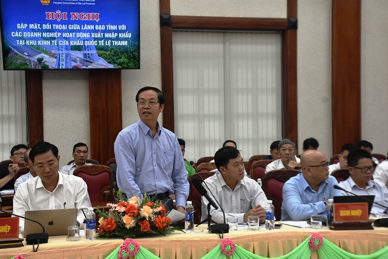 Đại diện doanh nghiệp nêu đề xuất, kiến nghị tại cuộc gặp lãnh đạo tỉnh Gia Lai - Ảnh: N.T.