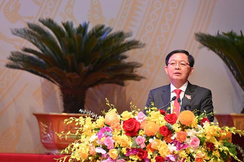 Bí thư Tỉnh ủy Gia Lai nhiệm kỳ 2020 - 2025 Hồ Quốc Dũng phát biểu bế mạc Đại hội.