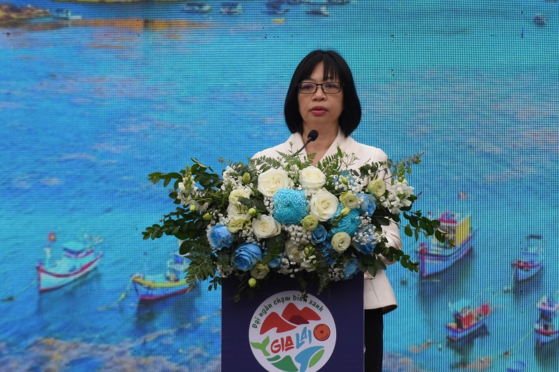 B&agrave; Nguyễn Thị Thanh Lịch, Ph&oacute; chủ tịch UBND tỉnh Gia Lai giới thiệu tiềm năng du lịch của địa phương.