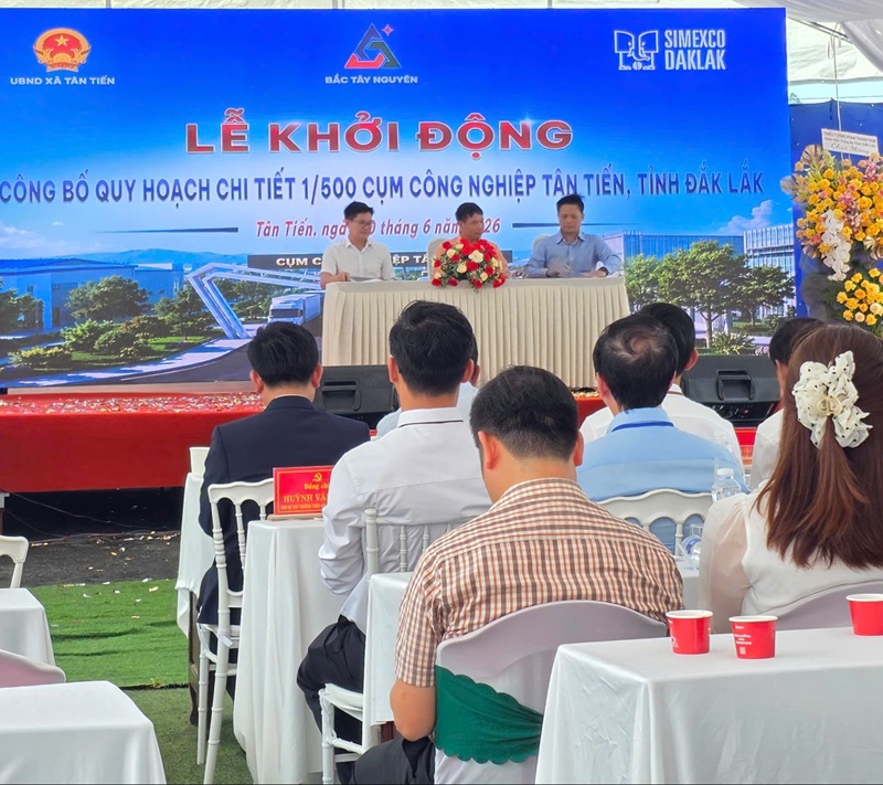 Lễ khởi động Dự &aacute;n Cụm c&ocirc;ng nghiệp T&acirc;n Tiến tại tỉnh Đắk Lắk s&aacute;ng 20/6.