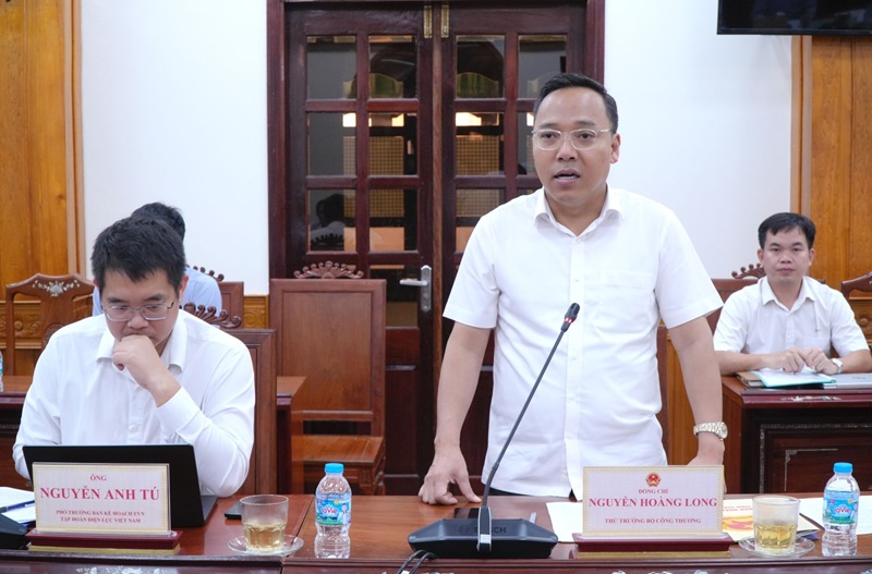 Thứ trưởng Bộ Công thương Nguyễn Hoàng Long ghi nhận các đề xuất của UBND tỉnh Gia Lai. Ảnh: Kim Loan.