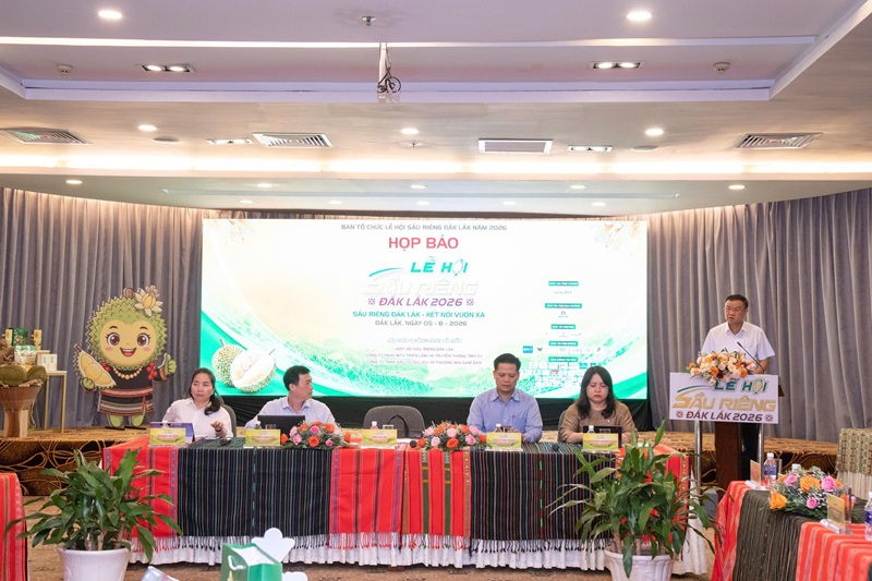 Hình ảnh buổi họp báo “Lễ hội Sầu riêng Đắk Lắk năm 2026”, chiều ngày 5/8.