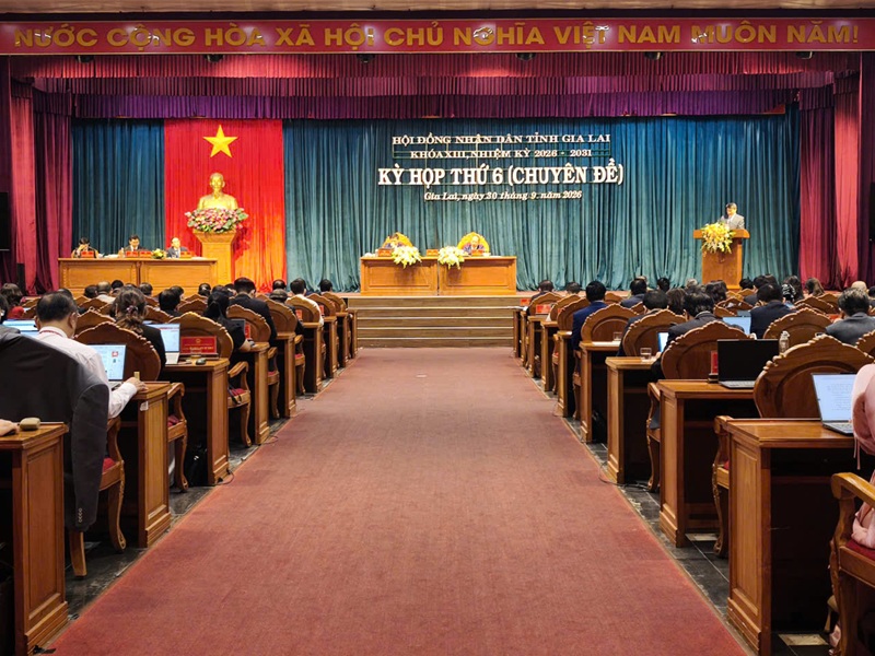 Quang cảnh Kỳ họp thứ 6, HĐND tỉnh Gia Lai kh&oacute;a XIII.